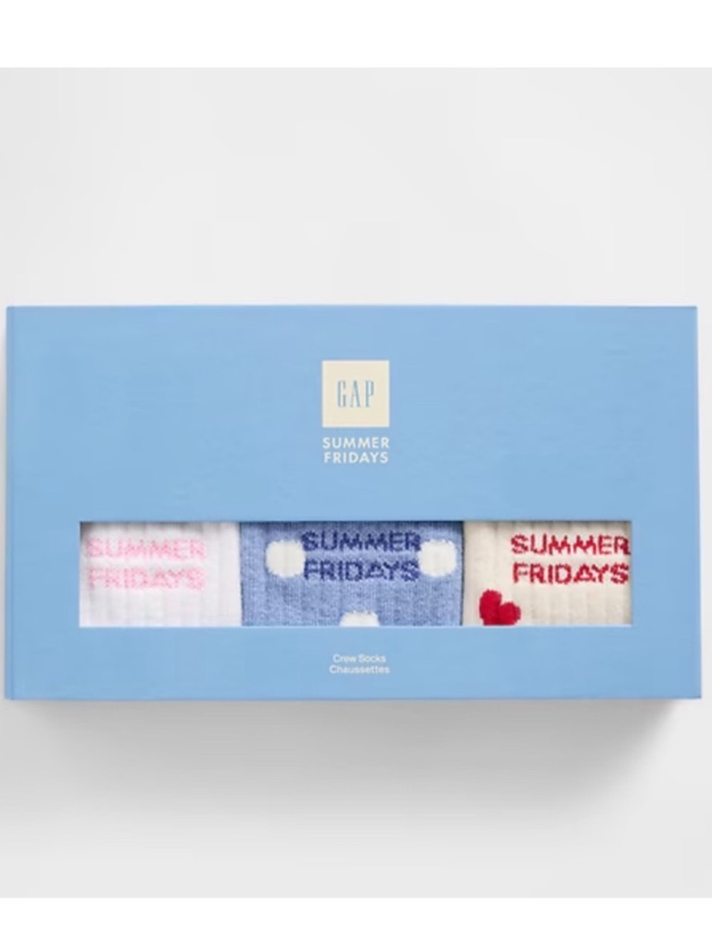 GAP x Summer Fridays Logo Crew Socks - Blue, White, Pink S/M